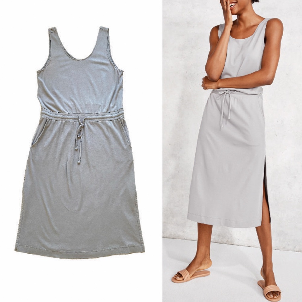 HAVEN WELL WITHIN Cotton Jersey Knit Midi Dress, Gray Size XL Casual Loungewear
